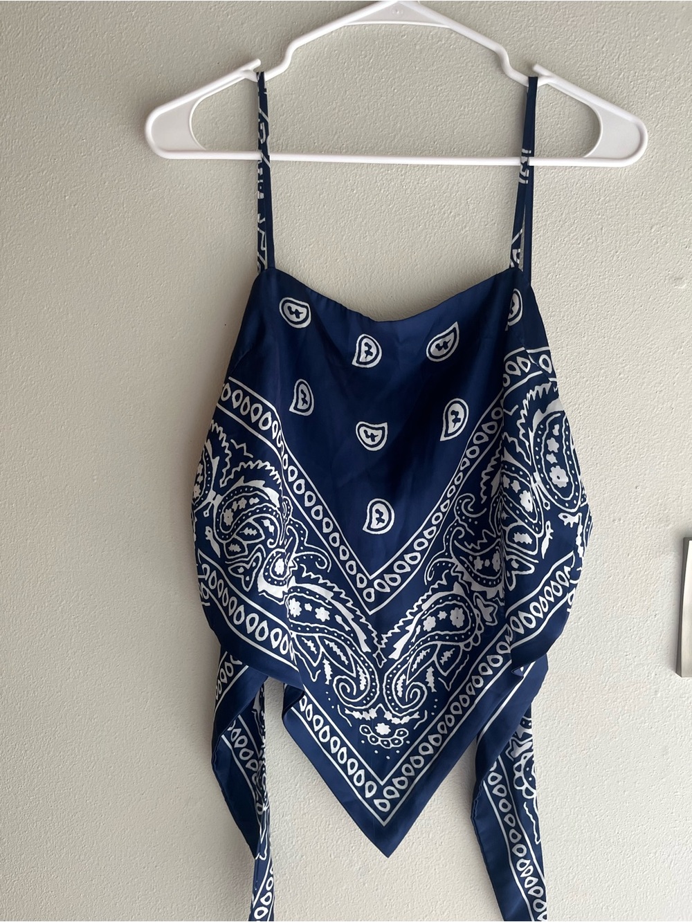 Navy Bandana Print Handkerchief Top